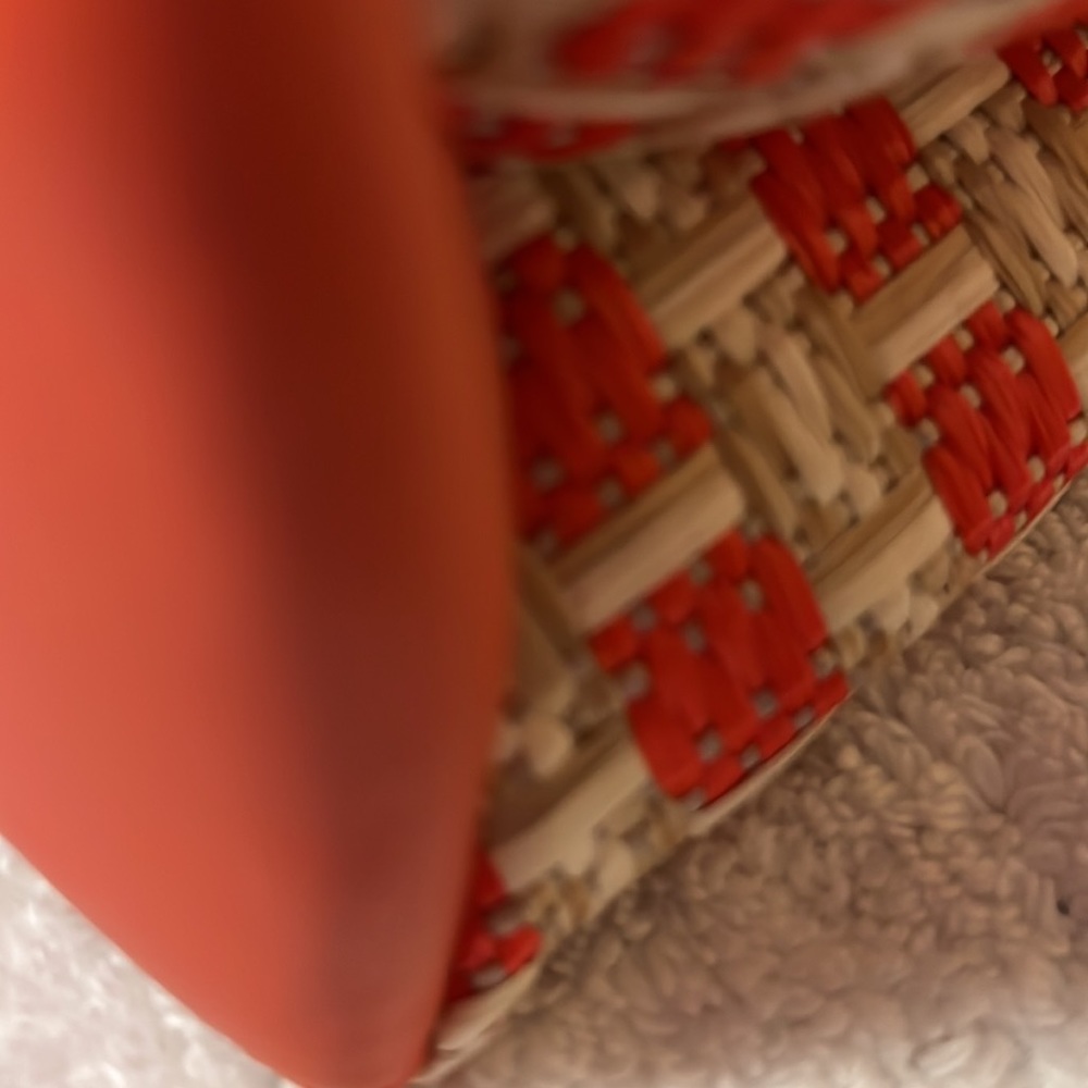NWOT Vintage Kate Spade orange and cream fabric woven bag. - Picture 11 of 14